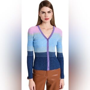 STAUD NWOT Women's Cargo Ribbed Colorblocked Cardigan